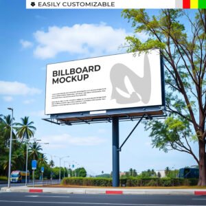 Large Billboard Mockup On Blue Sky PSD (Free)
