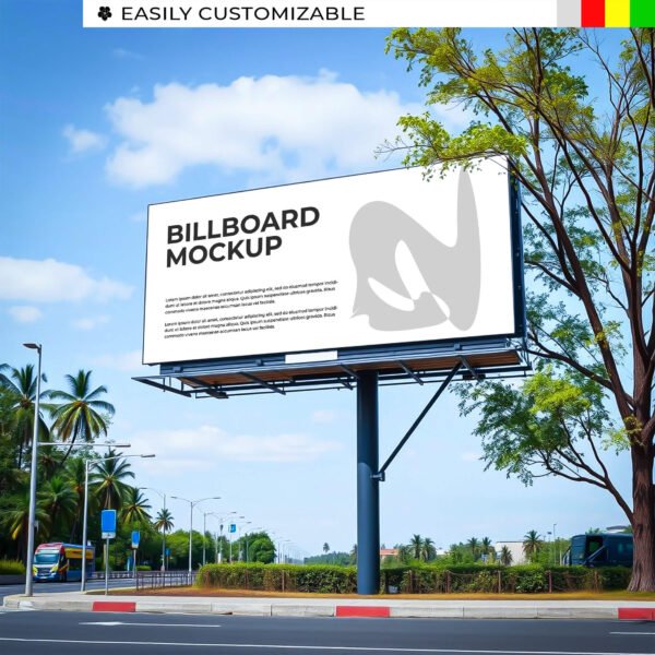 Large Billboard Mockup On Blue Sky PSD (Free)