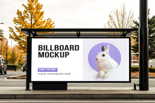 Front View Horizontal Advertising Billboard Mockup PSD (Free)