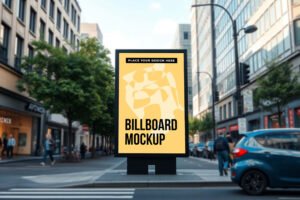 Busy Street Billboard Mockup PSD (Free)