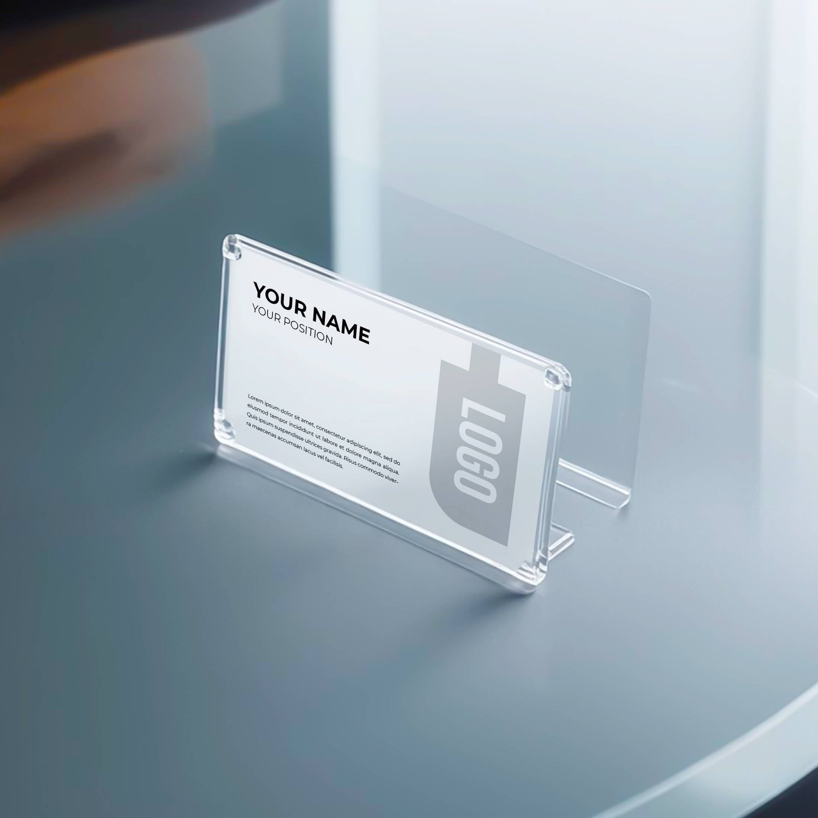 Transparent Glass Business Card Mockup PSD