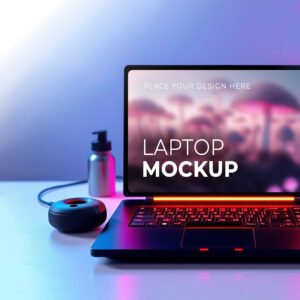 Front View Laptop Mockup PSD (Free)