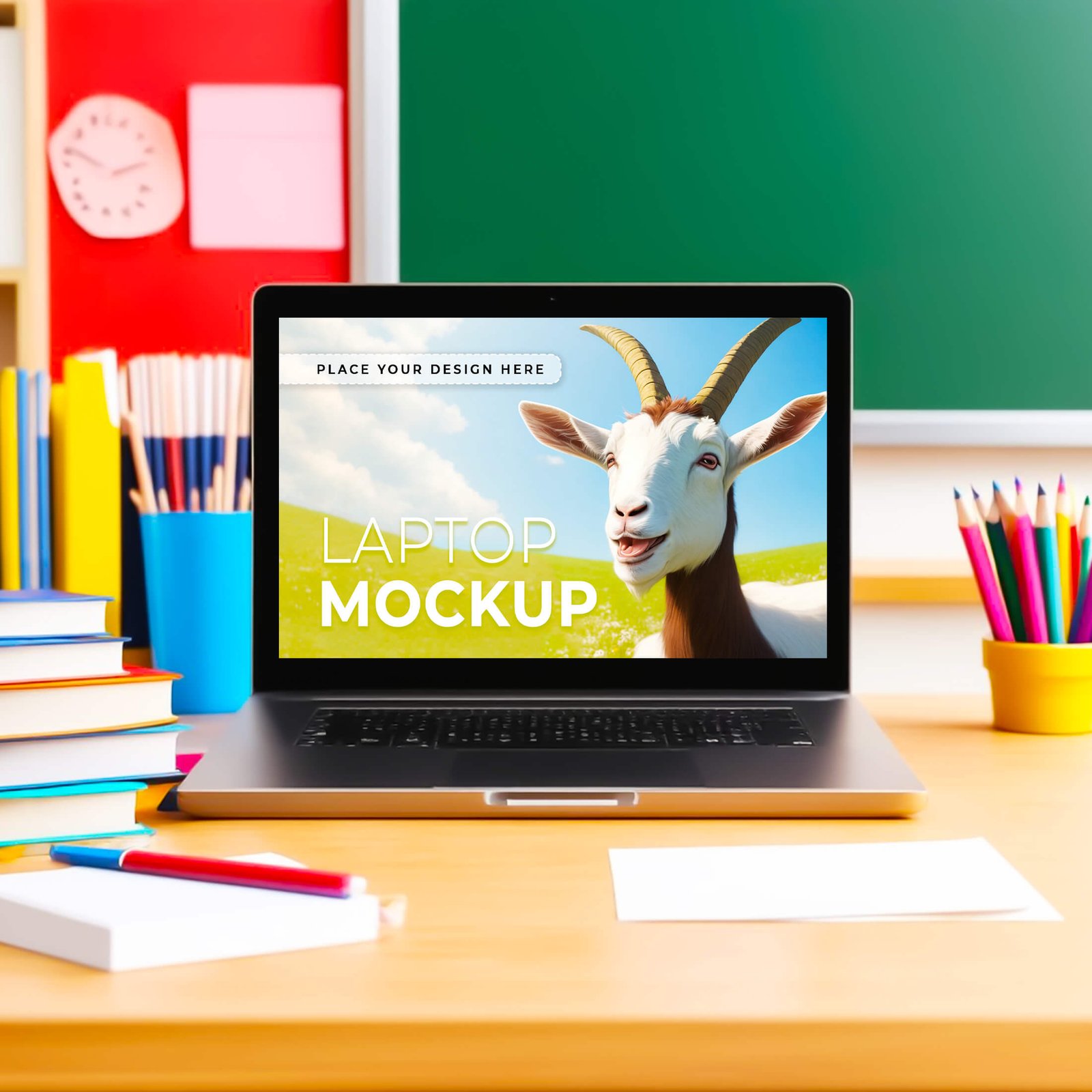 Laptop Mockup School PSD (Free)