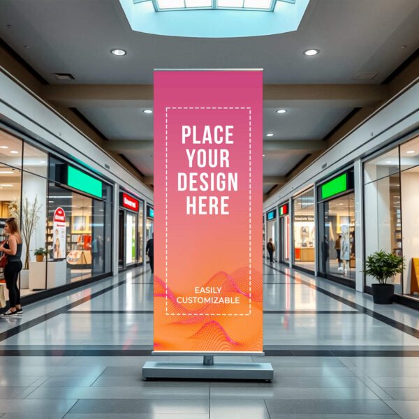 Roll Up Banner Mockup, Stand Banner Mockup PSD