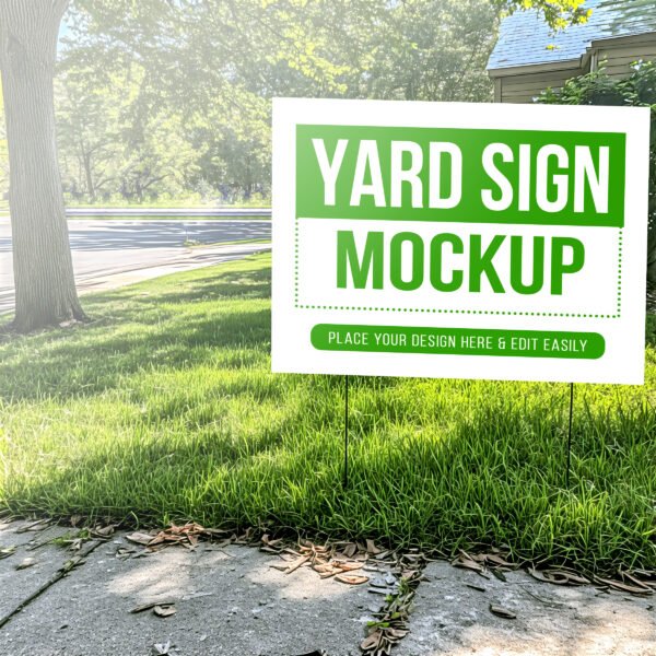 Yard sign mockup on green grass PSD