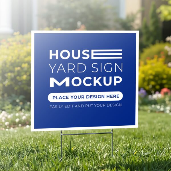 Yard sign mockup on green grass PSD