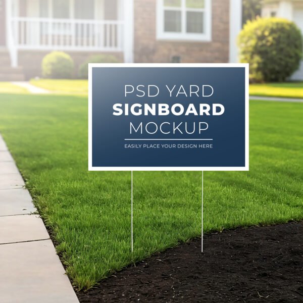 Yard sign mockup on green grass PSD