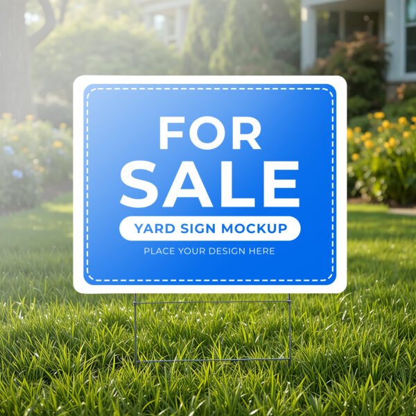 Yard sign mockup on green grass PSD