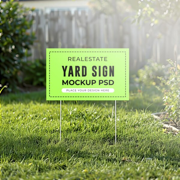 Yard sign mockup on green grass PSD