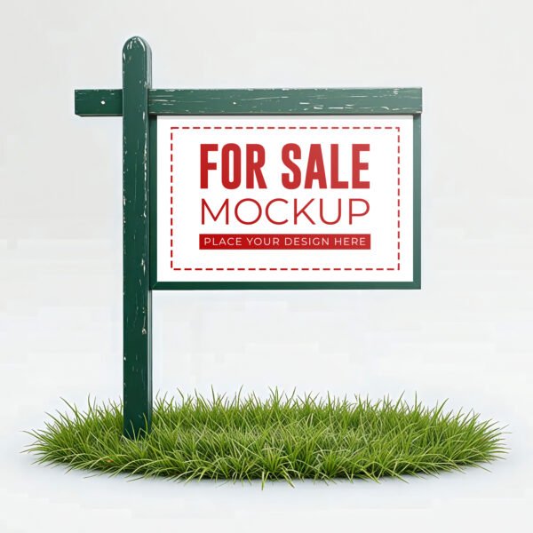 Yard sign mockup on green grass PSD