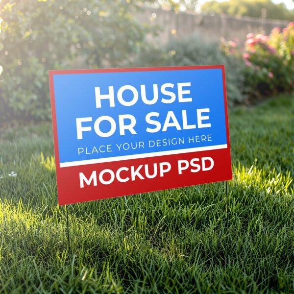 Yard sign mockup on green grass PSD