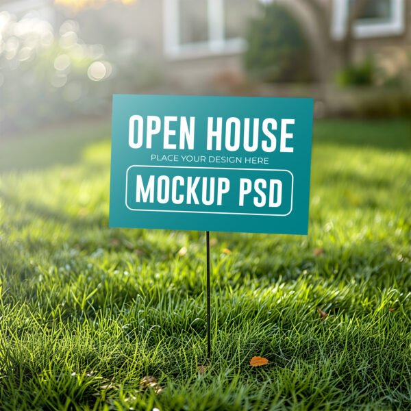 Yard sign mockup on green grass PSD