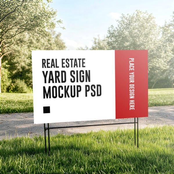 Yard sign mockup on green grass PSD
