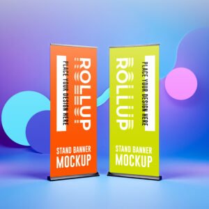 Abstract BG Stand Banner Mockup PSD