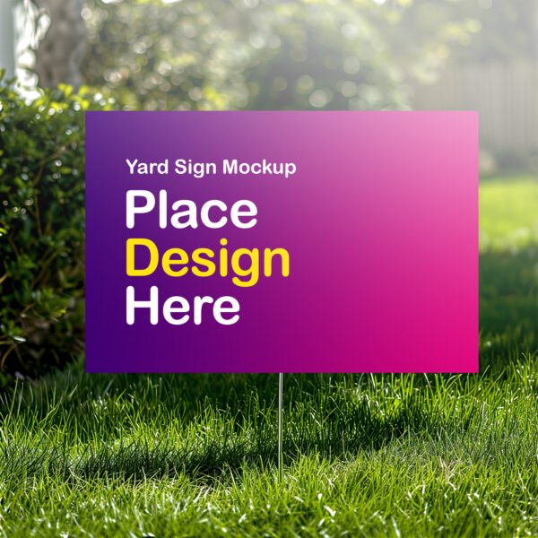 Yard sign mockup on green grass PSD