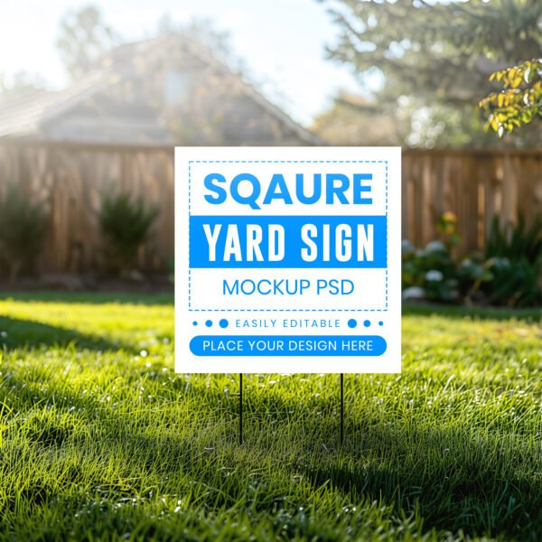 Yard sign mockup on green grass PSD