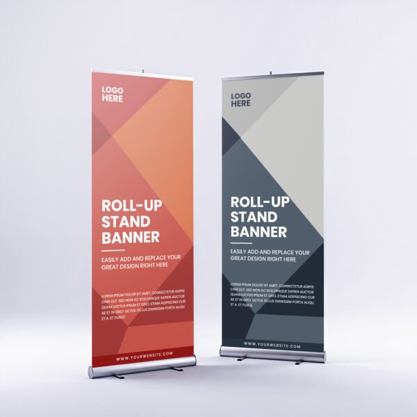 Modern Rollup Stand Banner Mockup PSD