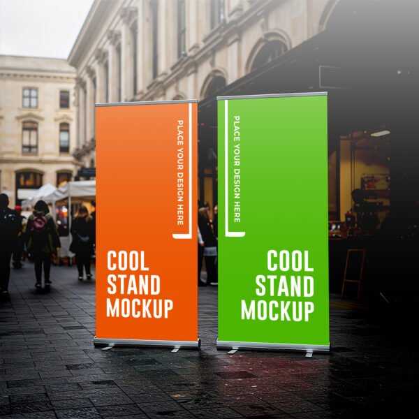 Stand Banner Mockup On The Street PSD