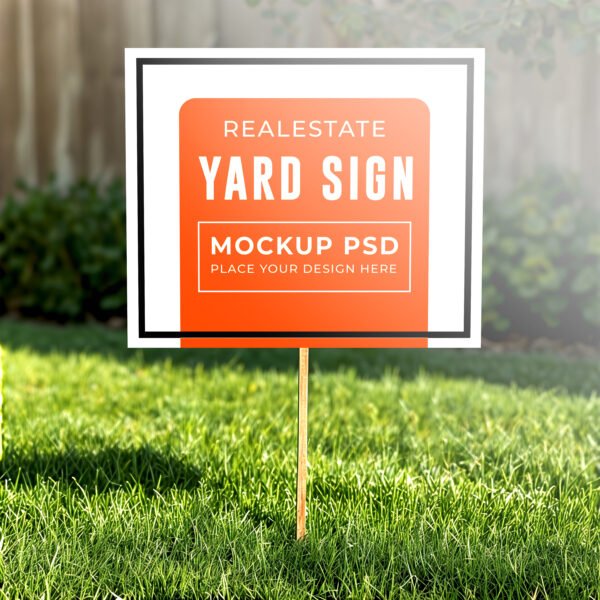 Yard sign mockup on green grass PSD