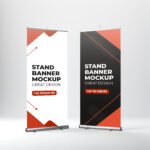 Stand Banner Mockup on white Background PSD
