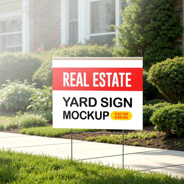 Yard sign mockup on green grass PSD