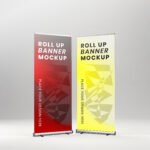 Rollup Banner Mockup on white background PSD