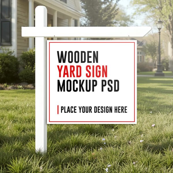 Yard sign mockup on green grass PSD