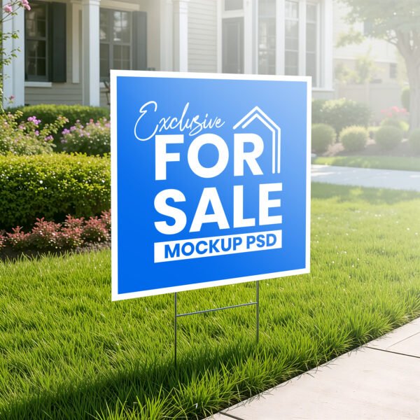 Yard sign mockup on green grass PSD