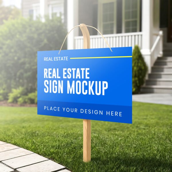 Yard sign mockup on green grass PSD