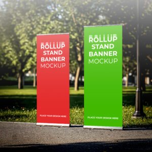 Beautiful Rollup Stand Banner mockup PSD