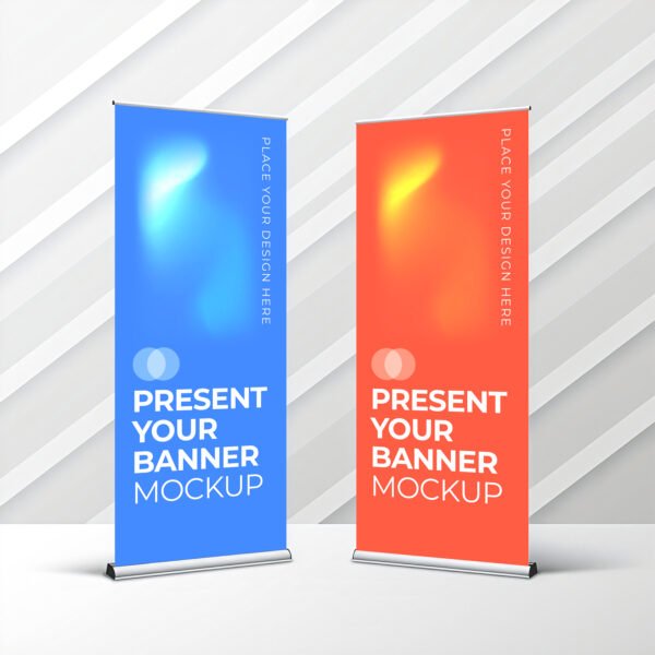 Stand Banner Mockup on abstract background
