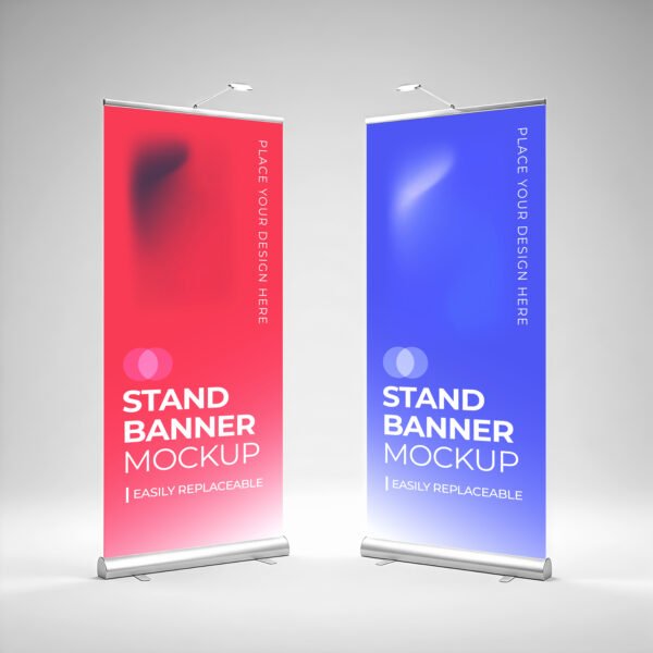 Front and Back Stand Banner Mockup