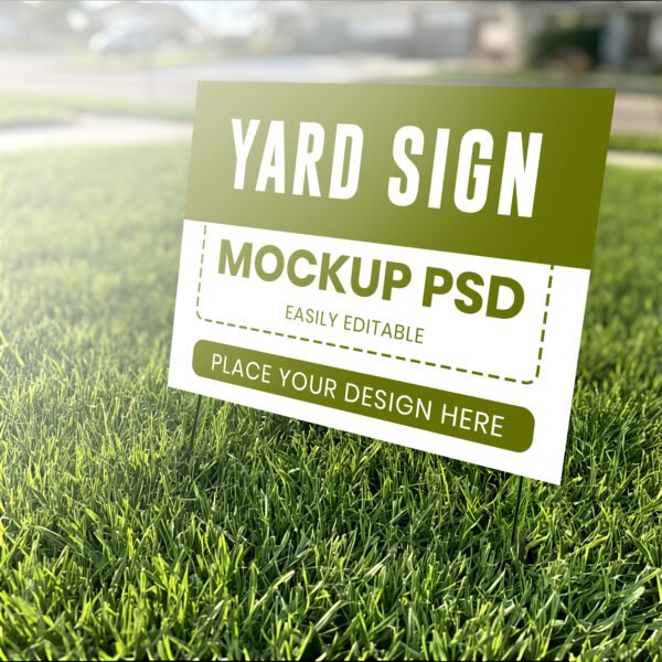 Yard sign mockup on green grass PSD