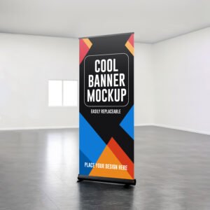Roll-Up Banner Mockup in an Empty Room