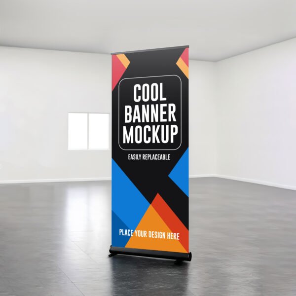 Roll-Up Banner Mockup in an Empty Room