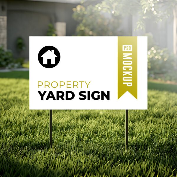 Yard sign mockup on green grass PSD