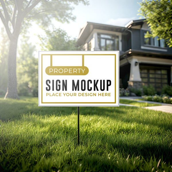 Yard sign mockup on green grass PSD