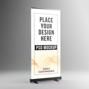 Single Roll Up Banner Stand Mockup