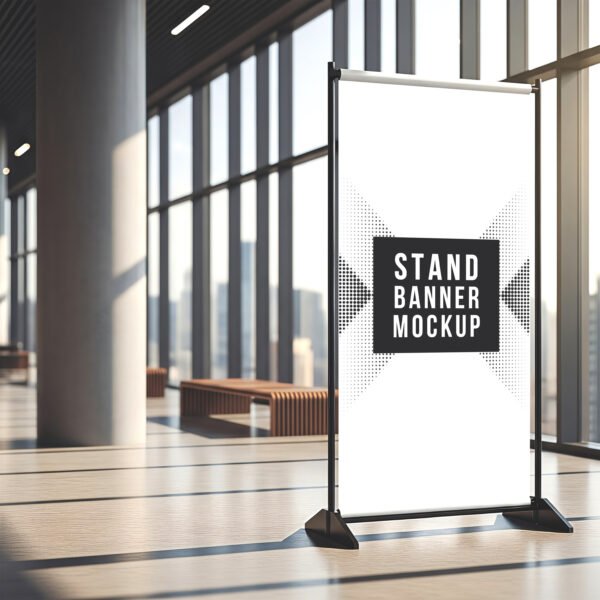 Roll Up Banner Mockup, Stand Banner Mockup PSD