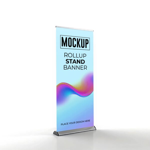 Rollup stand banner mockup for event promotion