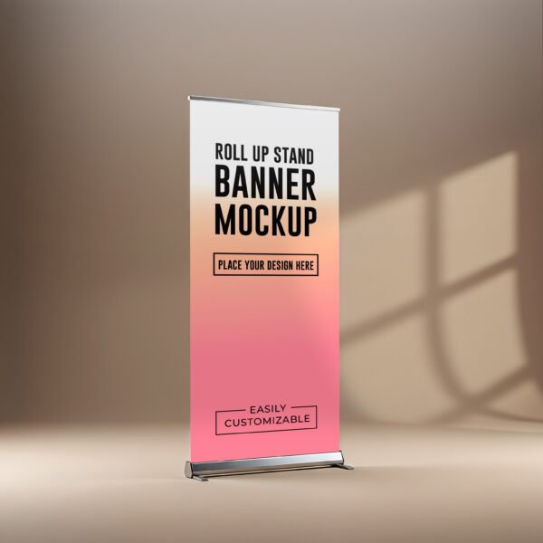 Realistic roll up stand banner mockup for branding and events