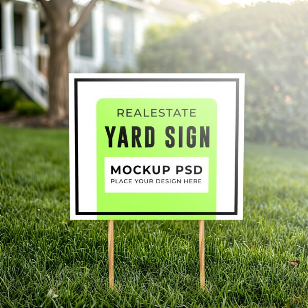 Yard sign mockup on green grass PSD
