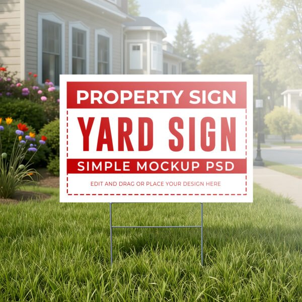 Yard sign mockup on green grass PSD