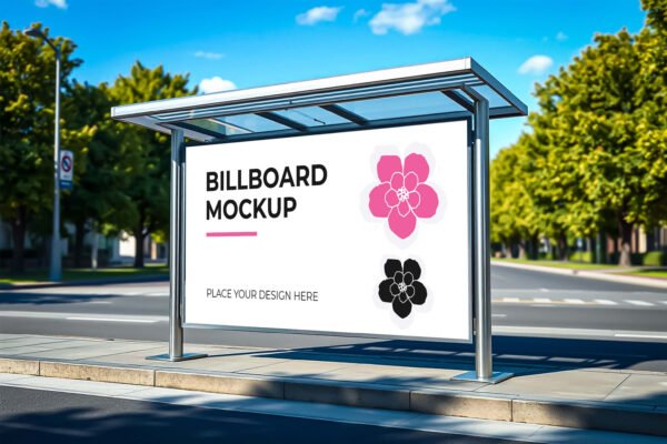 Bus Shelter Mockup, Outdoor Bus Stop Shelter Advertisement Mockup