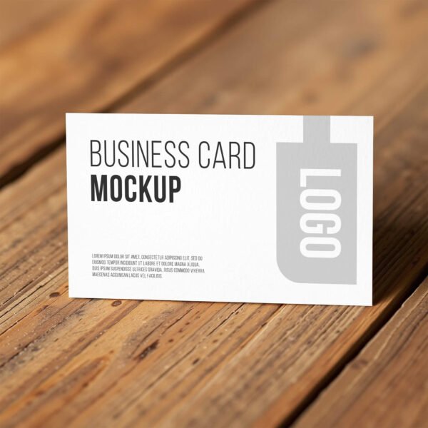 Business Card on Wooden Table Mockup PSD