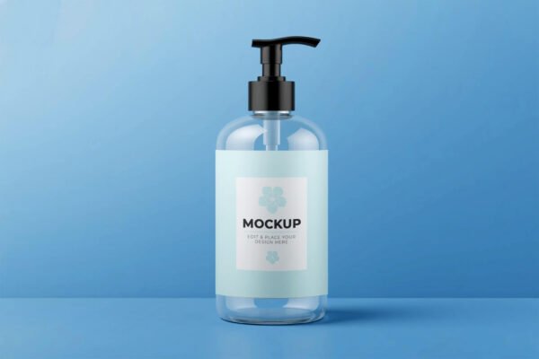 Cosmetic Spray Pump Bottles Mockup PSD