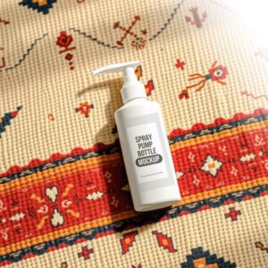 Spray pump bottle mockup on a textured surface Mockup