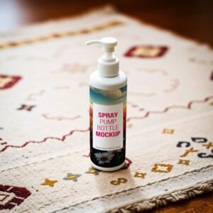 Cosmetic Spray Pump Bottles Mockup PSD
