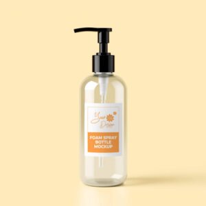 Foam spray bottle mockup PSD