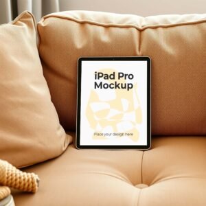 iPad on sofa Mockup PSD